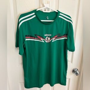 México Green Soccer Tee with Stripe Graphic Size Medium